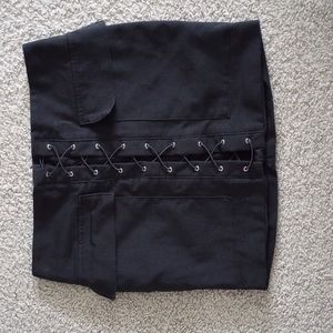 Black Lace Up Mini Skirt